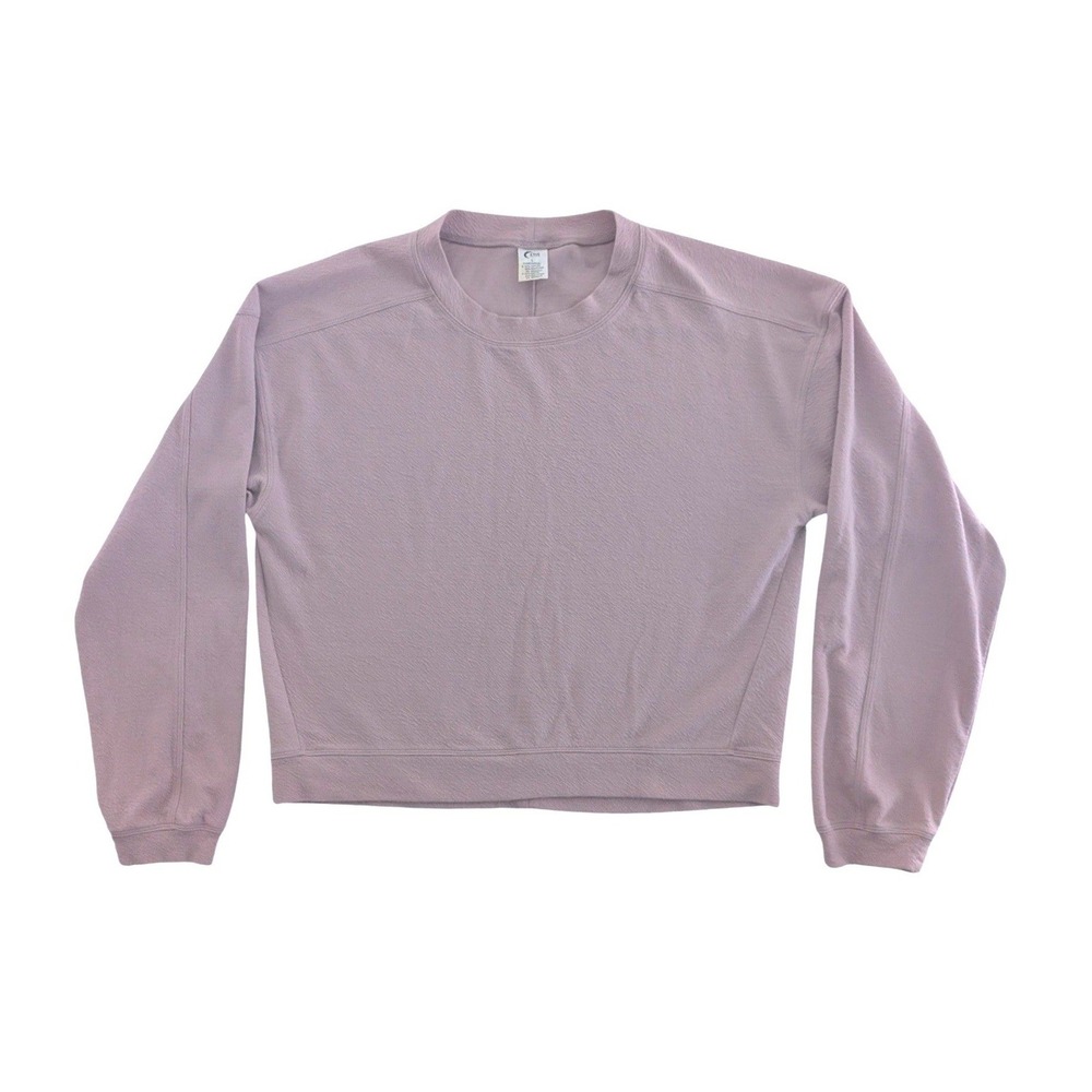 Zyia Active Women Mauve Pink Textured Ripple Crewneck Sweatshirt Large Pullover